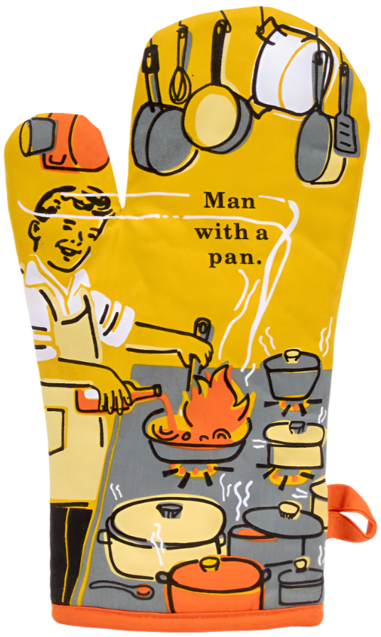 Man With a Pan Oven Mitt
