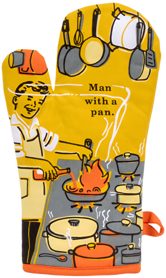 Man With a Pan Oven Mitt