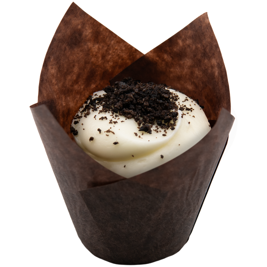 Chocolate cupcake with Oreo crumble toppings.