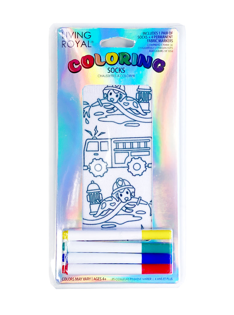 Fire Truck Coloring Socks