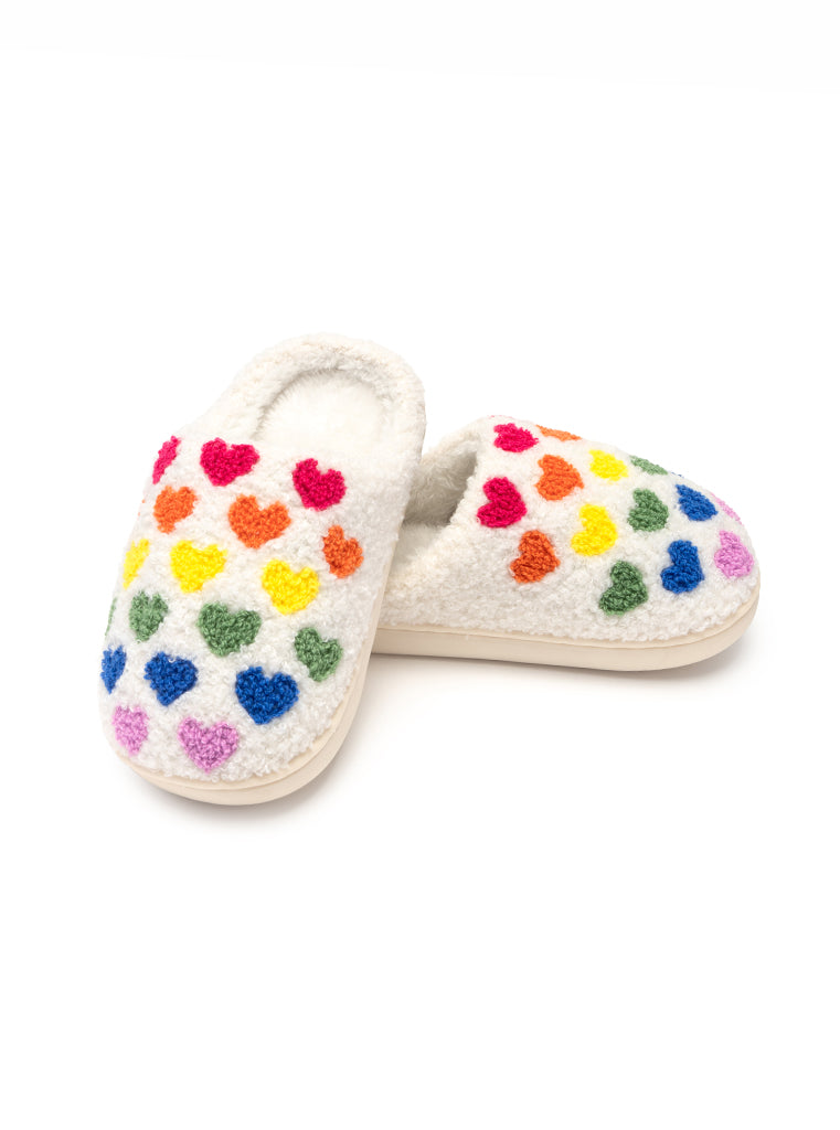 Kids Rainbow Heart Slippers