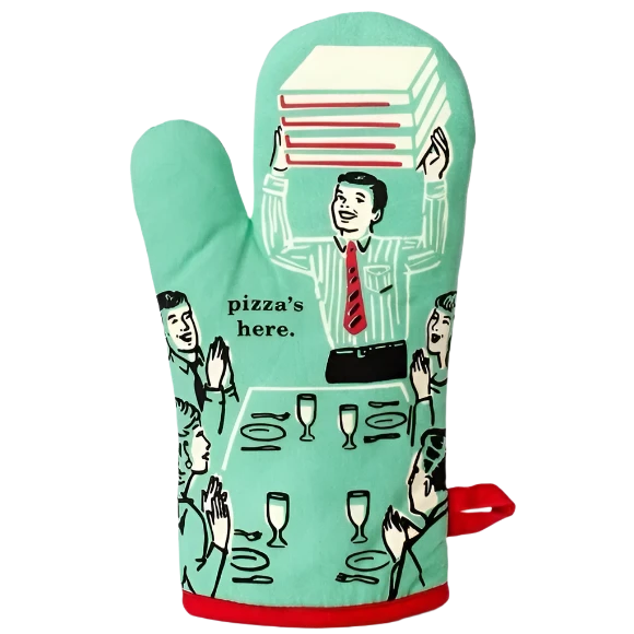 Pizza's Here Oven Mitt