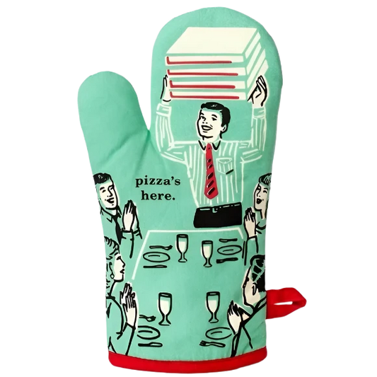 Pizza's Here Oven Mitt