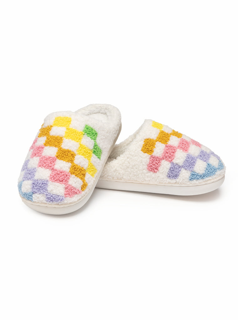 Kids Rainbow Checker Slippers